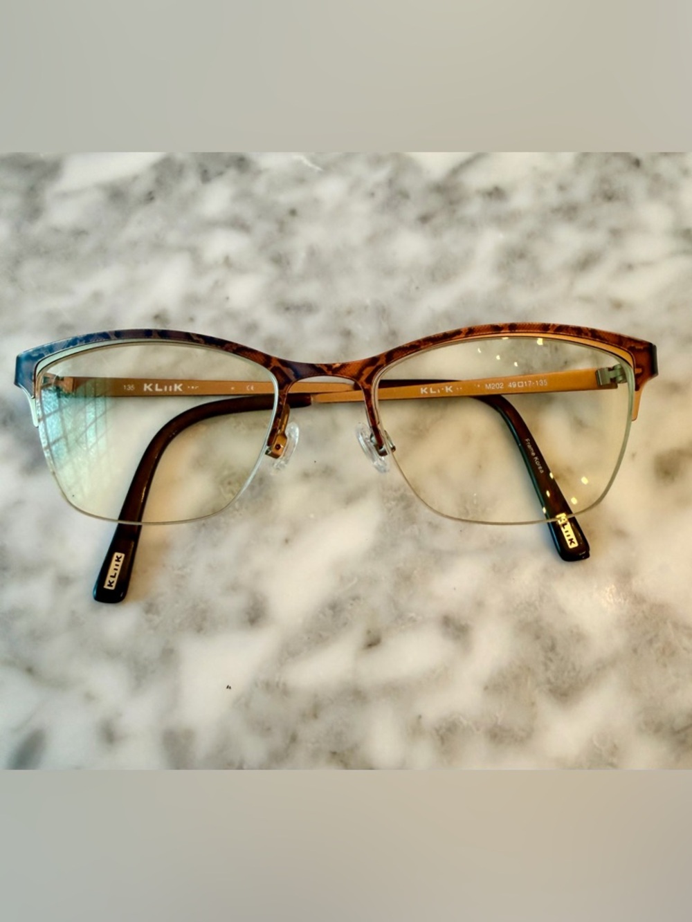 Kliik Denmark Eyeglasses Frames Leopard Print M202 49-17-135 Metal